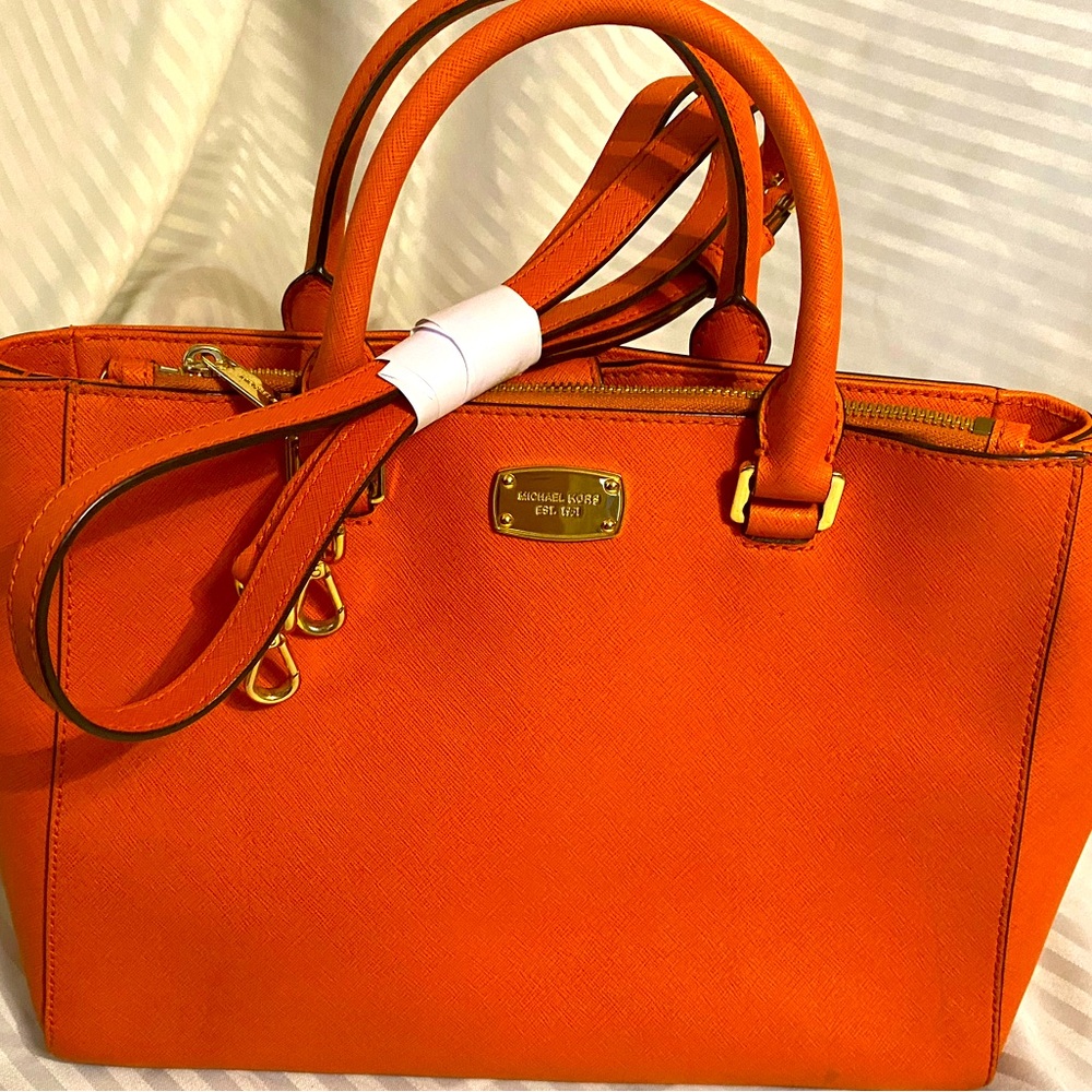 Auth Orange Michael Kors Charlotte 2 Way Handbag